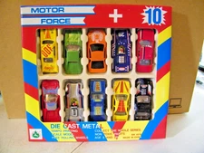 Vintage Motor Force 10 Pack Die Cast Cars New Old Stock In Original Packaging
