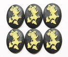 8 Vintage Cream /Black 25x18mm Prancing Minnie Mouse Resin Cameos Cabochons