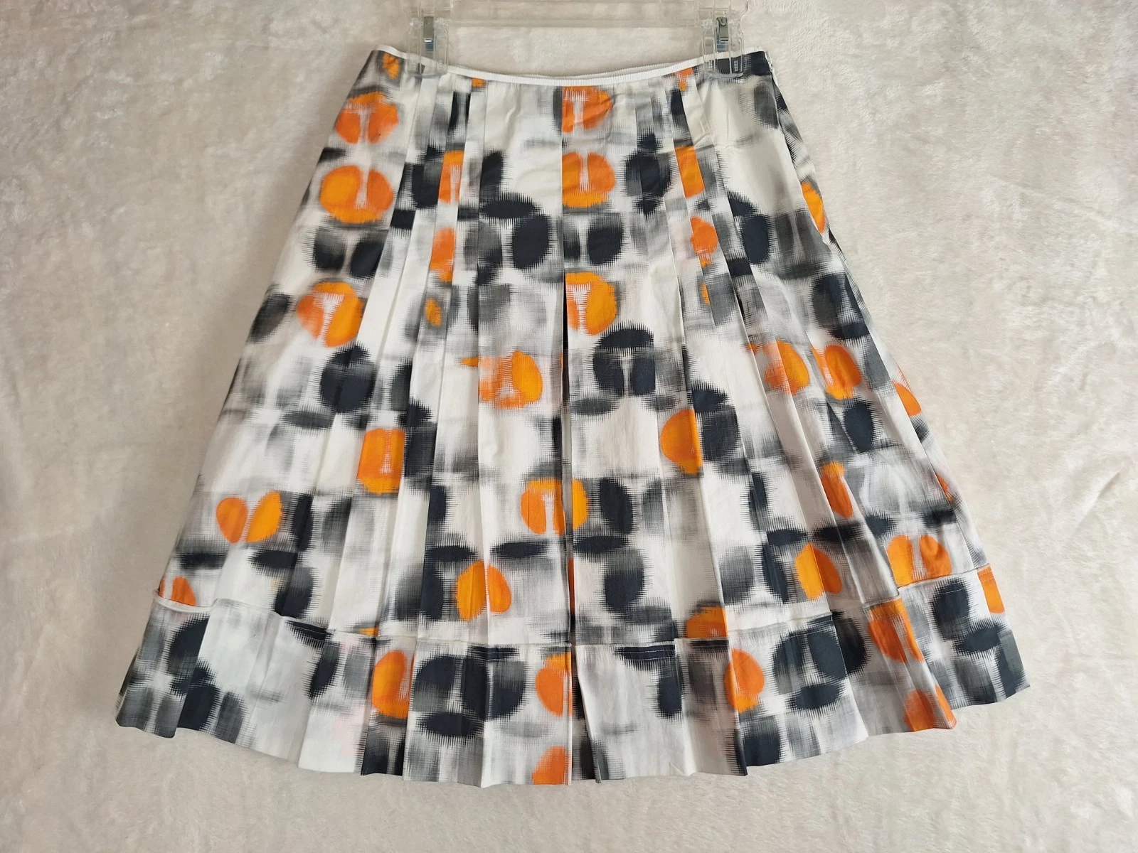 Elie TAHARI Womens 8 A-line Tulip Skirt Pleated Lined Cotton Midi Lightweight