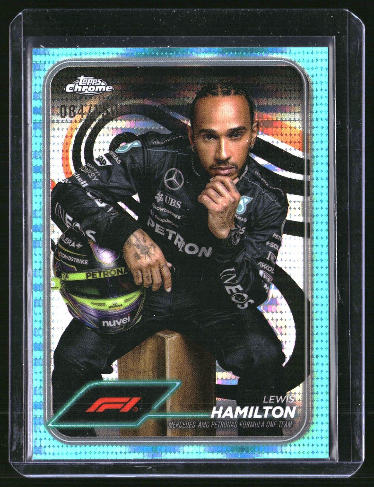 2024 Topps Chrome Formula 1 F1 Lewis Hamilton Portrait Aqua Sonar 084/150 #6
