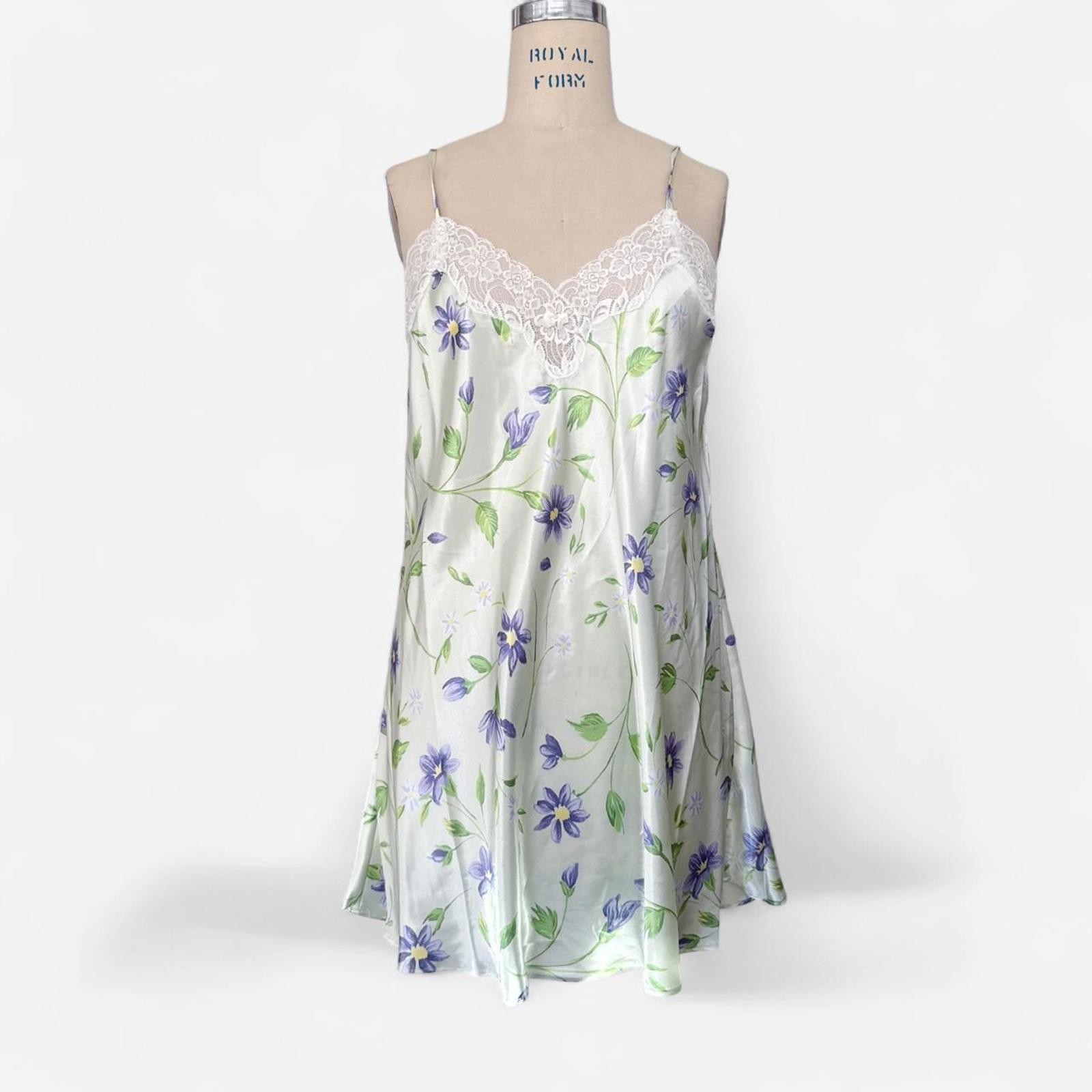 UNBRANDED Vintage 90s Floral Slip Dress L Fairy Digital Floral whimsy boho regency