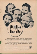 Magazine Ad - 1939 - AT&T / Bell System - 70 Million A Day - (#2)
