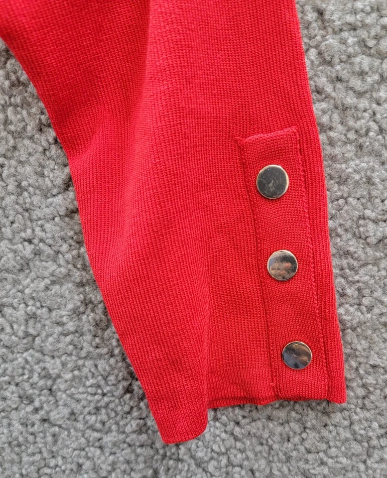 Anne Klein Carmel Buttoned Cuff Cardigan Women's XS Bright Crimson Open Front - Image 4 of 4