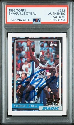 Graded 1992-93 Topps Shaquille O'Neal #362 Rookie RC Card PSA 10 Auto Grade Gem - Image 1 of 2