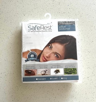 SafeRest Premium Pillow Protector Queen Waterproof Hypoallergenic Bed Bug Dust