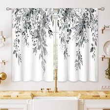 Eucalyptus Botanical Leaves Grey Floral 26"W x 45"L Pack of 2 11 Grey White