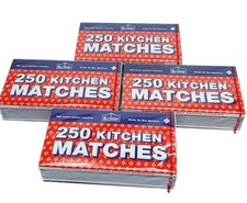 NEW WOODEN KITCHEN MATCHES 1000 STRIKE ON BOX BBQ CAMPING HIKING 4 BOXES of 250