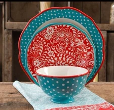 The Pioneer Woman Traveling Vines 12-Piece Dinnerware Set - NIB