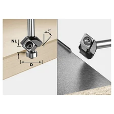 Festool 499807 Chamfer Trimming Router Bit HW 45GR D27/12 45 deg., 8mm Shank