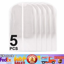 Garment Bag Travel Suit Dress Storage Clear Cover Full Zipper Coat Carrier 5 Pcs