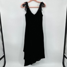 Y2K Gothic Formal Whimsigoth VampyBlack Velvet Asymmetrical EvanPicone Dress Sz4