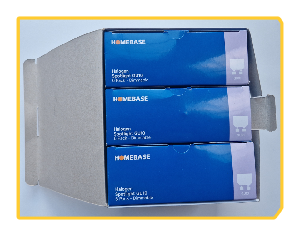 Homebase🟢🟠 18 (6pack x3) GU10 40W ️ 50W Watt Halogen Spotlight Bulbs