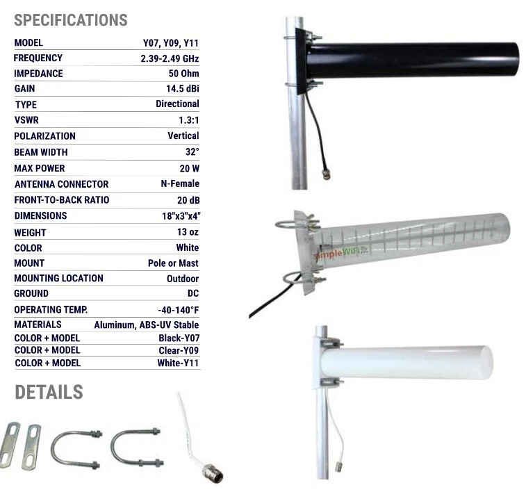 Yagi Outdoor cantenna WiFi  2.4 GHz Long Range High booster WiFi Antenna 15dBi - Image 3 of 4