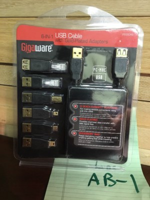 *NEW* GIGAWARE 6-IN-1 USB CABLE WITH GOLD PLATED ADAPTERS-PC-MAC-2602045