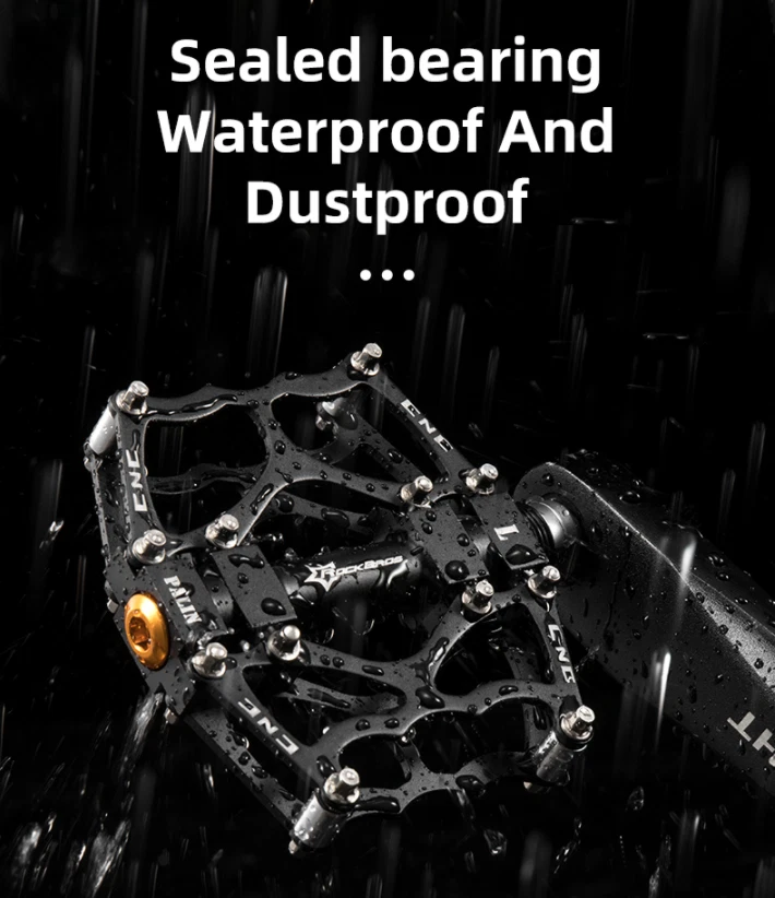 RockBros Bike Pedals MTB Road Bike Aluminum Alloy Metal Sealed Bearing Non-Slip - Image 3 of 4