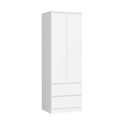 LBSIGN Armadio Guardaroba 2 Ante 2 Cassetti 60x50x180 Artika Bianca