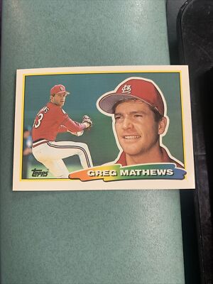 1988 Topps Big Baseball Card Blank Back Error Greg Mathews St Louis ...
