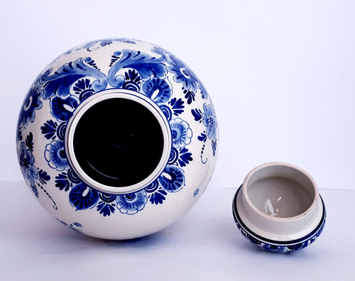 DELFT BLUE & WHITE GINGER JAR LIDDED VASE 13 INCHES HAND PAINTED RARE EXCELLENT - Picture 6 of 7