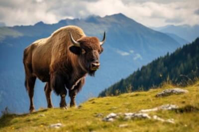 Wandbild: Bison auf einer Alm (217302779)