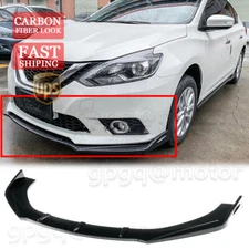 For Nissan Sentra B17 2013-2019 3Pcs Carbon Fiber Front Bumper Lip Splitter Kit