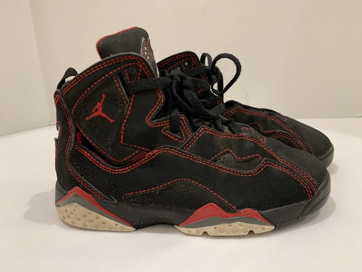 Nike Air Jordan True Flight Black/Red Suede Vintage Sneakers 343496-061  Kids 12C