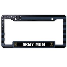 American Flag U.s.army Mom Automotive License Plate Frame. Grey Black