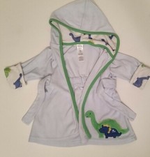 Carters Baby Boy Terry Cloth Dino Print Bath Robe Swim Cover Up 0-9 Month