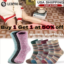 2 Pairs Winter Merino Lambs Wool Heavy Duty Thermal Boots Socks For Women Girl