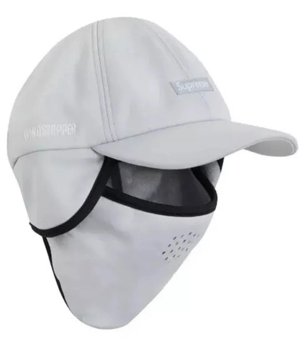 Taux neuf avec étiquette Supreme WINDSTOPPER masque facial 6 panneaux chapeau casquette gris clair LIVRAISON GRATUITE !
