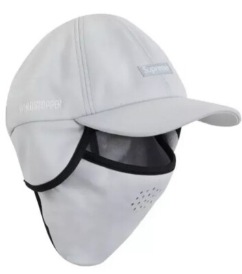 Rate NWT Supreme WINDSTOPPER Facemask 6-Panel Hat Cap Light Grey FREE SHIPPING!