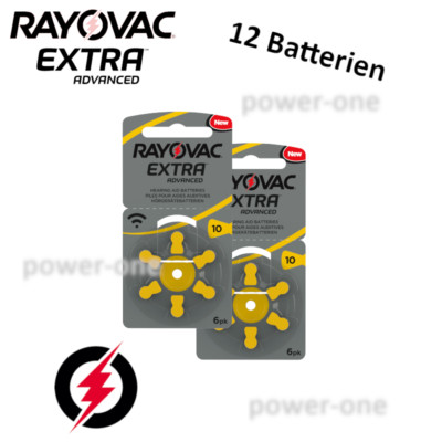 12 x Hörgerätebatterien Typ 10 Rayovac Extra Advanced 5,85 x 3,6mm