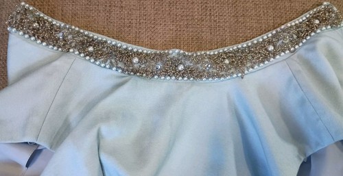 Vintage 60er Jahre Elinor Gay Original blau Schichtkleid mit Jacke Perlen Kragen Gr. Med - Bild 4 von 12