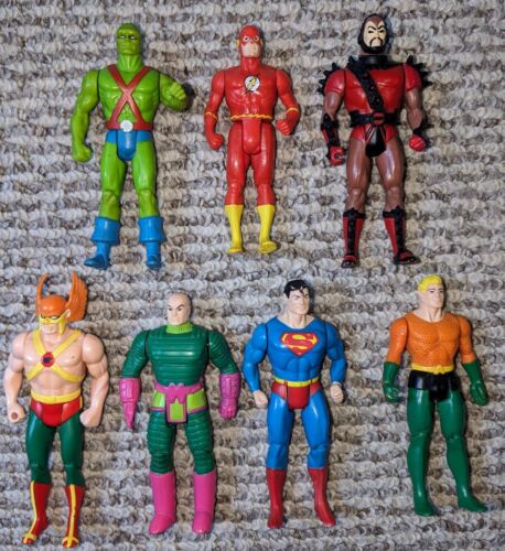 1984 Kenner DC Super Powers Figure lotto x7 Superman Martian Flash Aquaman - Foto 1 di 2