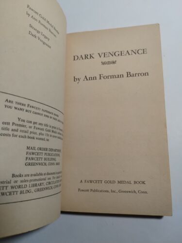 Dark Vengeance by Ann Forman Barron (Paperback, 1973) Vintage Gothic Horror Pb - Picture 5 of 8