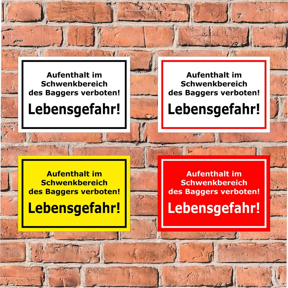 Schild - Aufenthalt im Schwenkbereich des Baggers verboten - 4 Größen- S0090-151