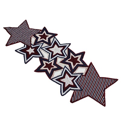 Storehouse July 4th USA Patriotic Stars & Stripes 36in Beaded Centerpiece Runner