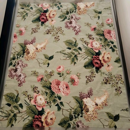 VTG 2 Waverly Brianna Sage Green Rose Lilac Floral Pillow Cover Sham Linen - Picture 2 of 11