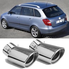 For Skoda Fabia Chrome Rear Exhaust Tail Pipe Tip Muffler Stainless Steel 2PCS
