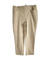 CHICO'S 2 L-12 BEIGE PULL ON TUMMY CONTROL STRETCH CAPRIS PANTS