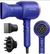 Professional Hair Dryer Advanced Heat Technology 1875W Sapphire Blue Wavytalk 