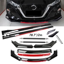 Front Bumper Lip Spoiler/ Body Kit+Side Skirt black-Red For Nissan Altima UNIVE