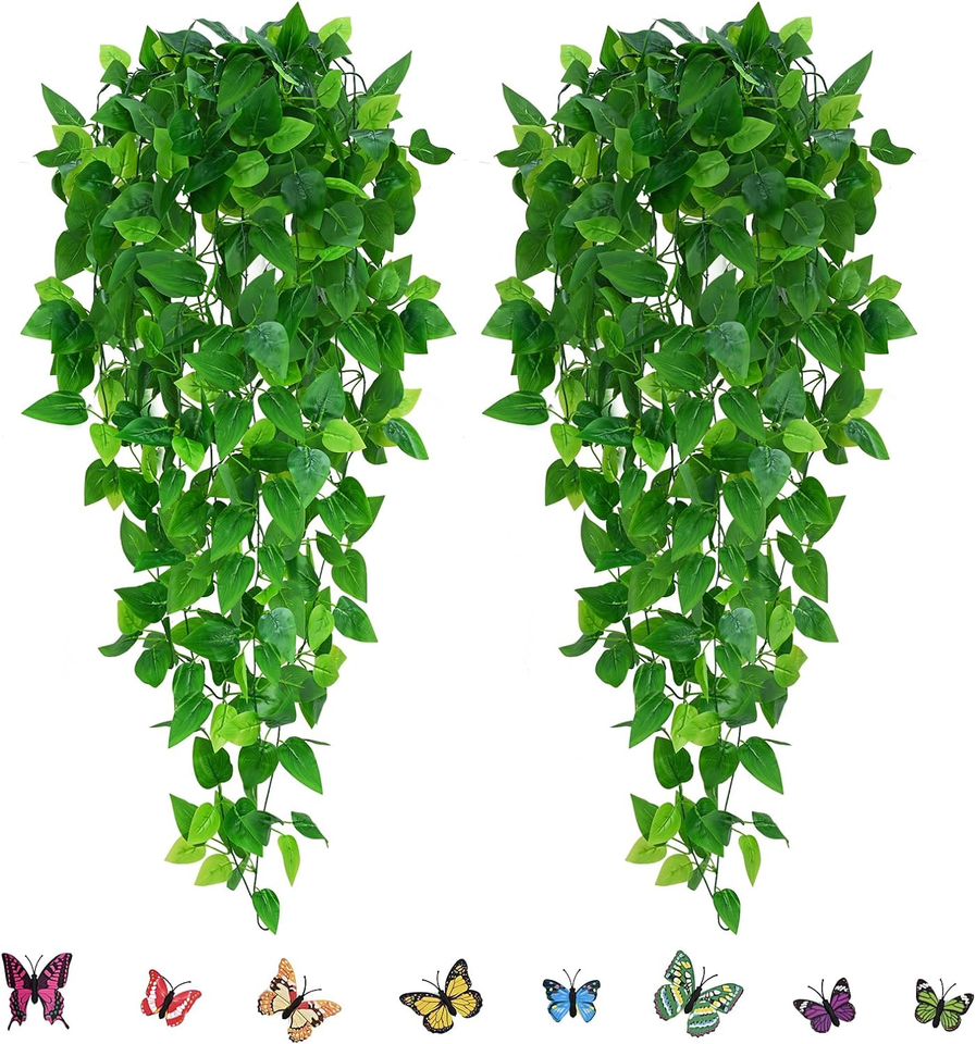 2 Pcs Fake Hanging Ivy Plants 3.6Ft for Wedding Wall Home Indoor