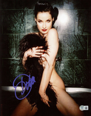 DITA VON TEESE SIGNED AUTOGRAPHED 11x14 PHOTO VERY SEXY LINGERIE BECKETT BAS