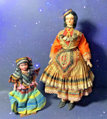 Vtg Cloth2 International Dolls Painted Face Mexican &Romanian?/Bulgarian?  Dolls
