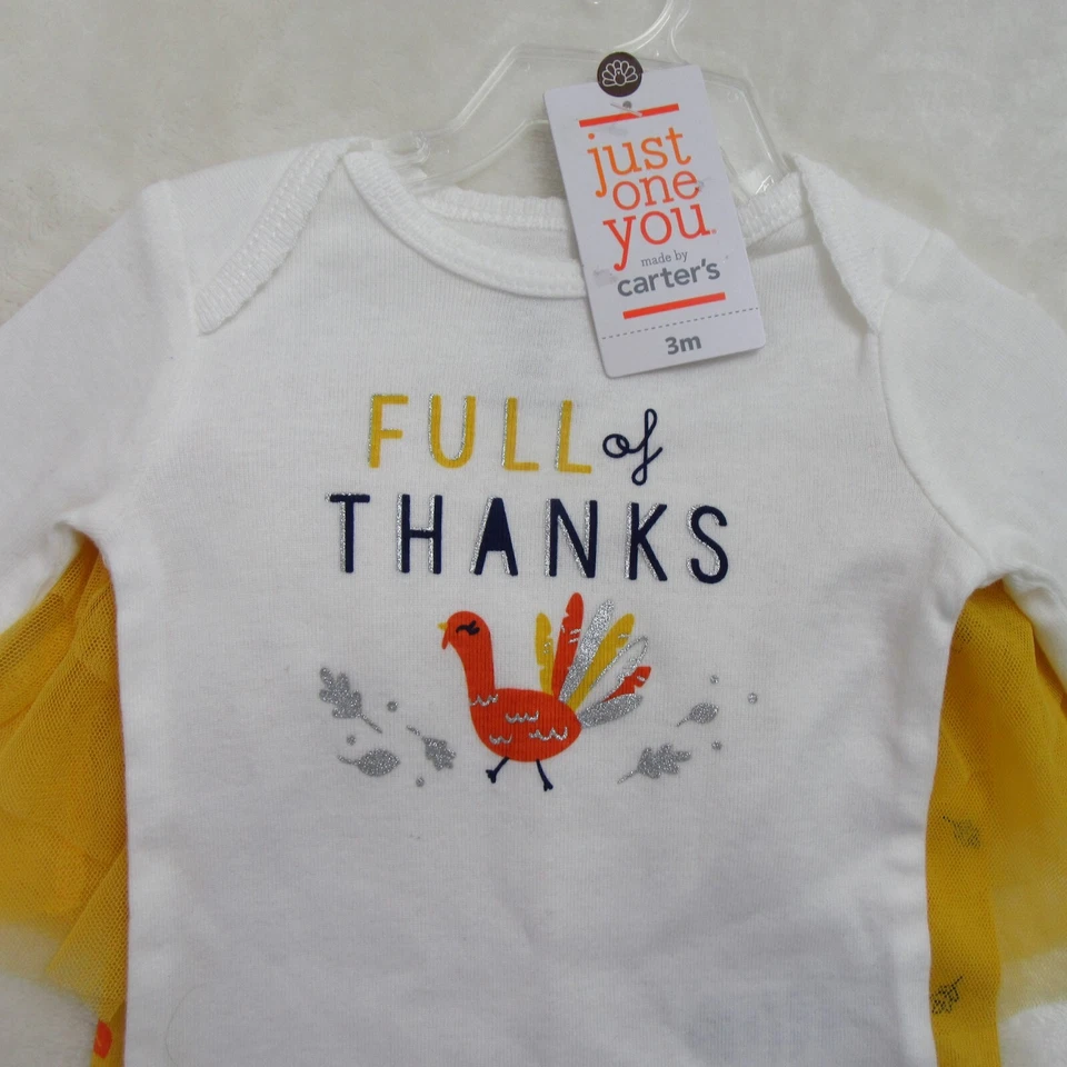 2 PC Carter's Baby Girl Size 3M 'Full Of Thanks' Long Sleeve & Tulle Pants - Image 4 of 4