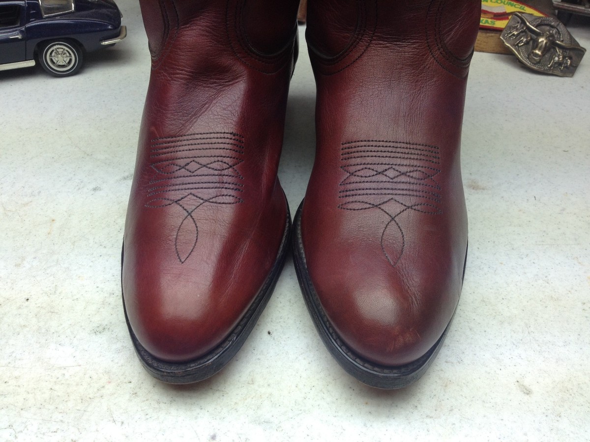 USA FRESH FRYE RUSTIC OXBLOOD LEATHER WESTERN TRAIL BOSS  display picture 3