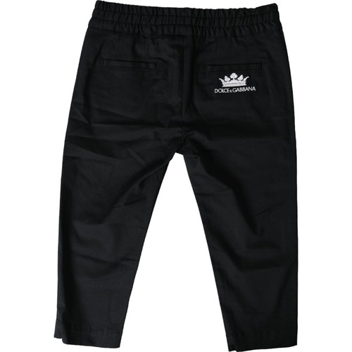 Pantalon De Survêtement Dolce & Gabbana Bleu En Coton Avec Broderie Couronne - Taille L - Slim Fit - Neuf Avec étiquettes - Fabriqué En Italie