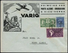 Brasilien 1932 VARIG First Flight Cover MiFV16 Uruguaiana - Porto Alegre / 247