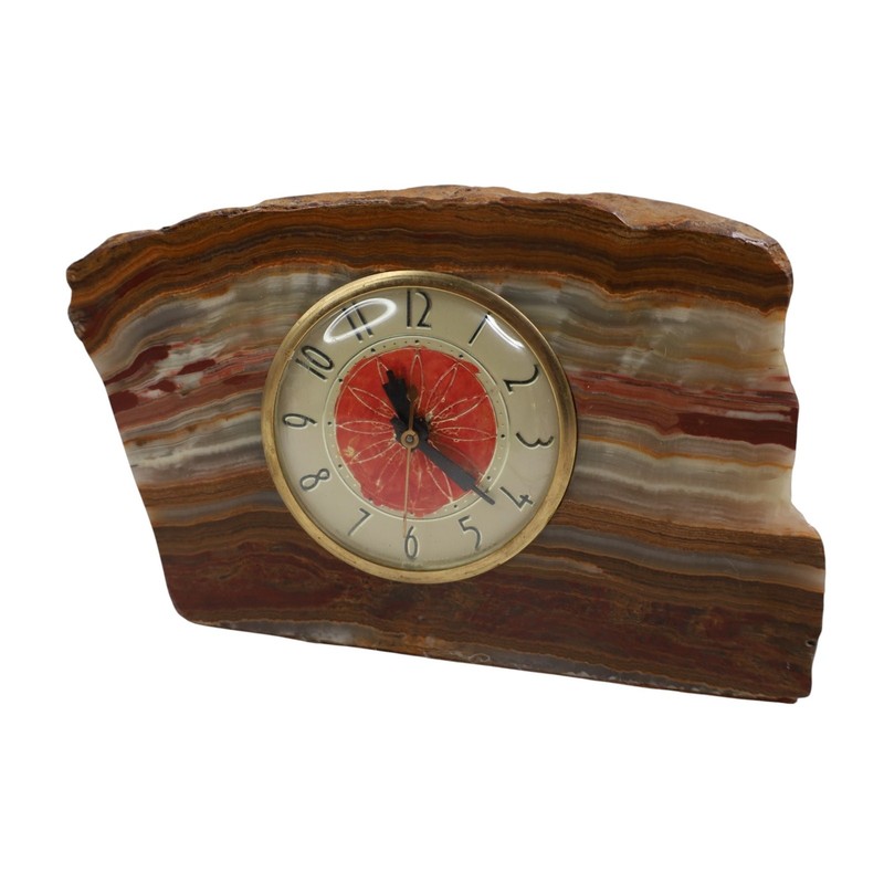 True Vintage Agate Stone Mantle Clock