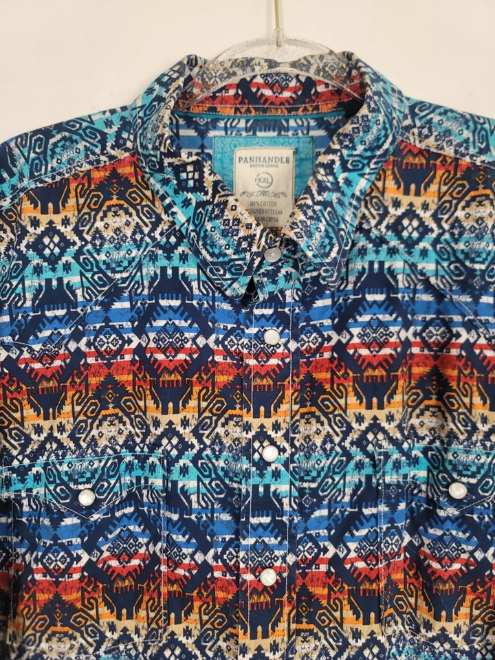Panhandle Rough Stock Pearl Snap Men’s 2XL Long Sleeve Shirt Western Rodeo - Image 3 of 4